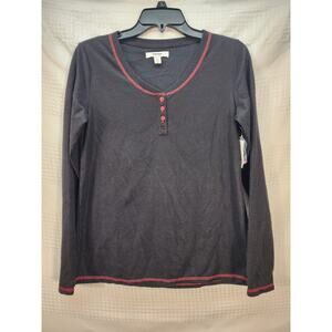 Sonoma Thermal Sleep Top Womens Sm Long Sleeve Waffle Knit Scoop Neck Casual Blk